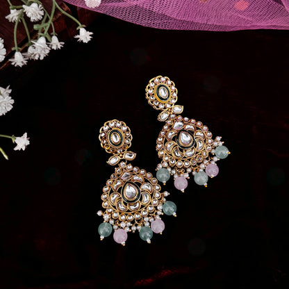 Pastel Pink & Green Rosen Kundan Choker Necklace Set