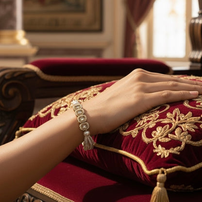 Trisha Jadau Kundan Bracelet - Golden