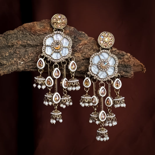 Tarini Jadau MOP Dangler Earrings - Golden