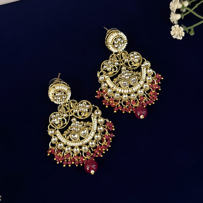 Pink Hridya Premium Kundan Necklace Set
