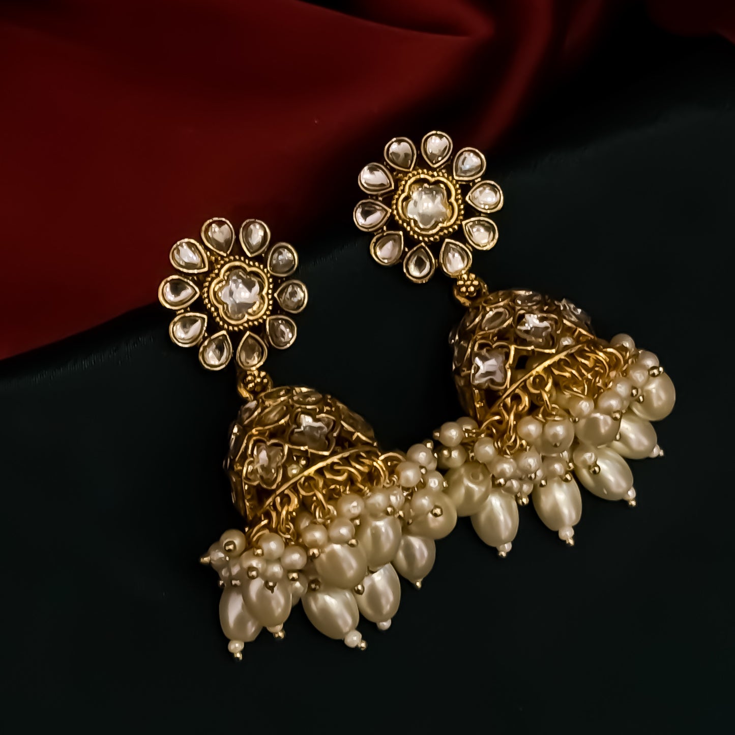 Meethika Pearl Kundan Necklace Set - Golden