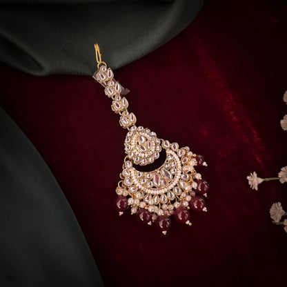 Shameena Premium Kundan Necklace Set - Maroon