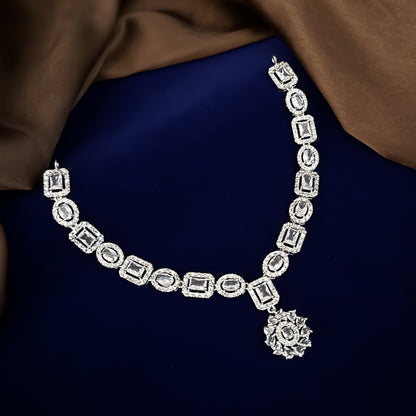 Crystal White Clara American Diamond Necklace Set