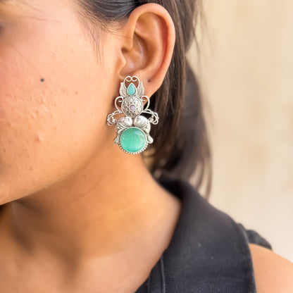 Hania Monalisa SLA Brass Earrings - Firoza