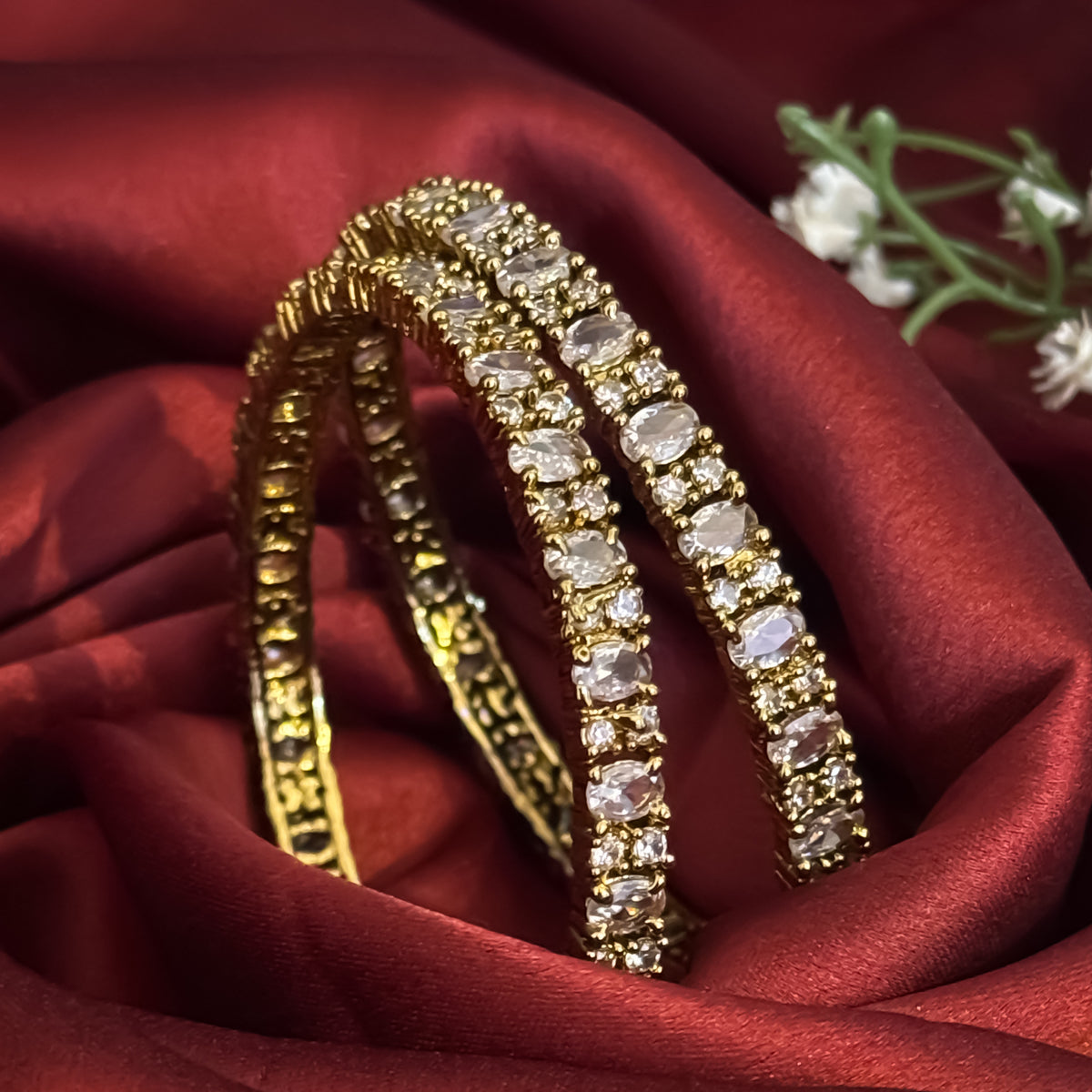 Ayra Premium AD Bangles Golden (Set of 2)