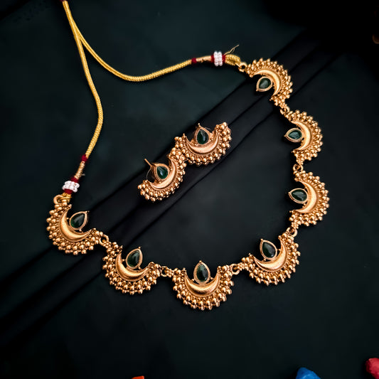 Diya Necklace Set- Green