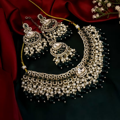 Lavya Pearl Premium Necklace Set - Green