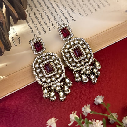 Maroon Ruhanika Kundan Choker Necklace Set