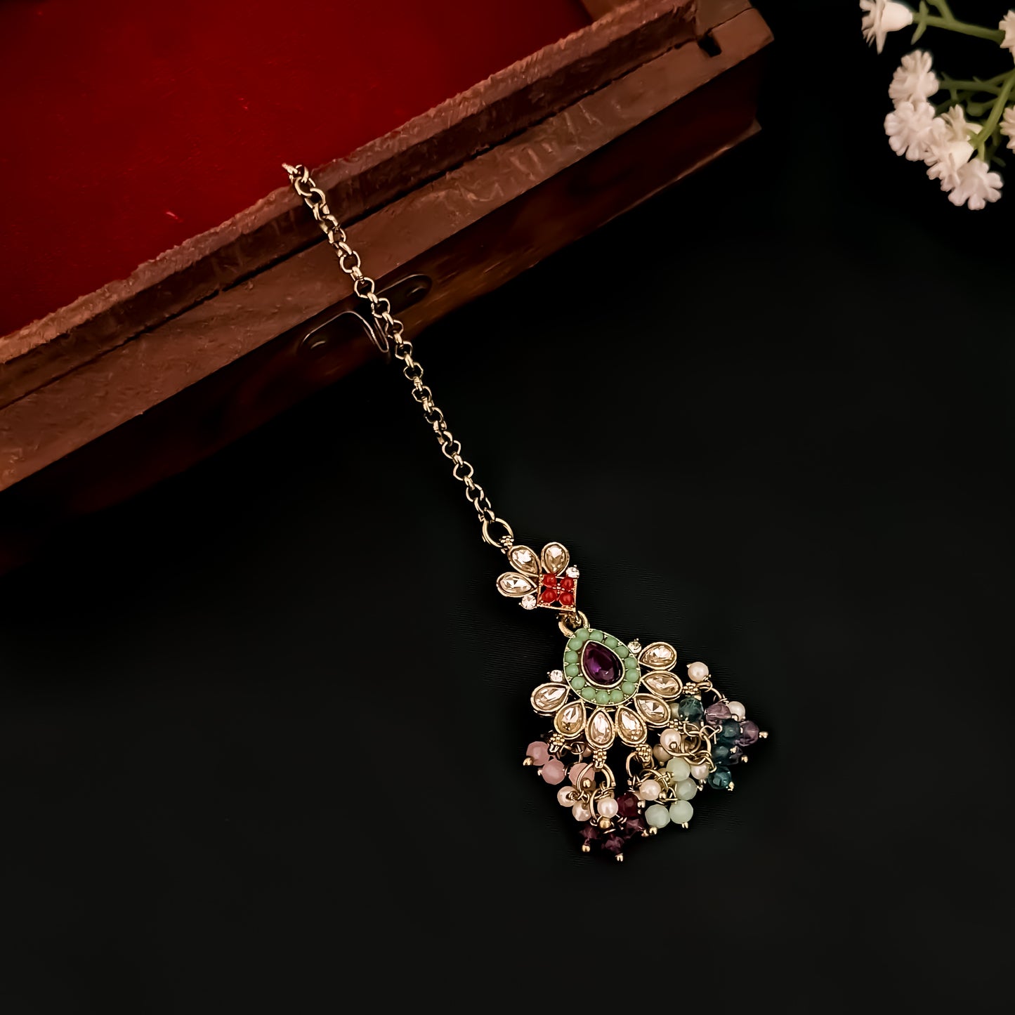 Haniya Jadau Reverse AD Necklace Set - Multi