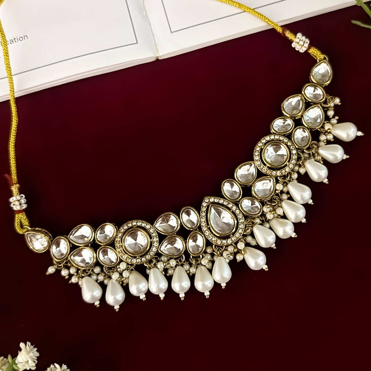 Golden Sai Premium Kundan Necklace Set