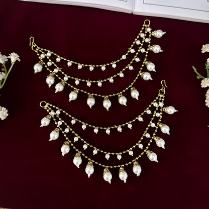 Golden Vanya 3 Layer Baahubali Pearl Detachable Earchains