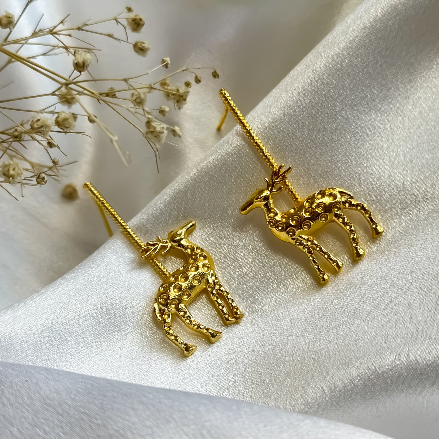 Dainty Deer Handcrafted Brass Earrings