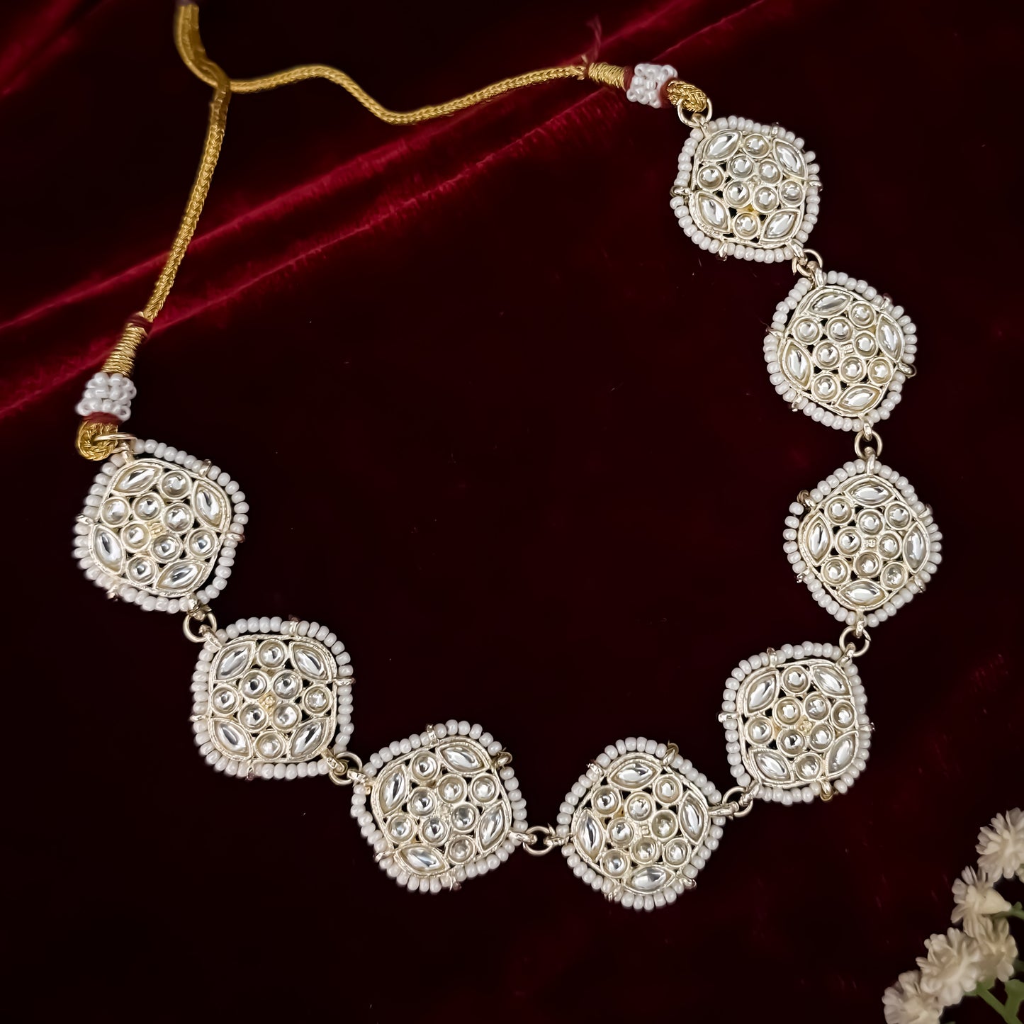 Ananya Dabi Kundan Choker Necklace Set - Golden