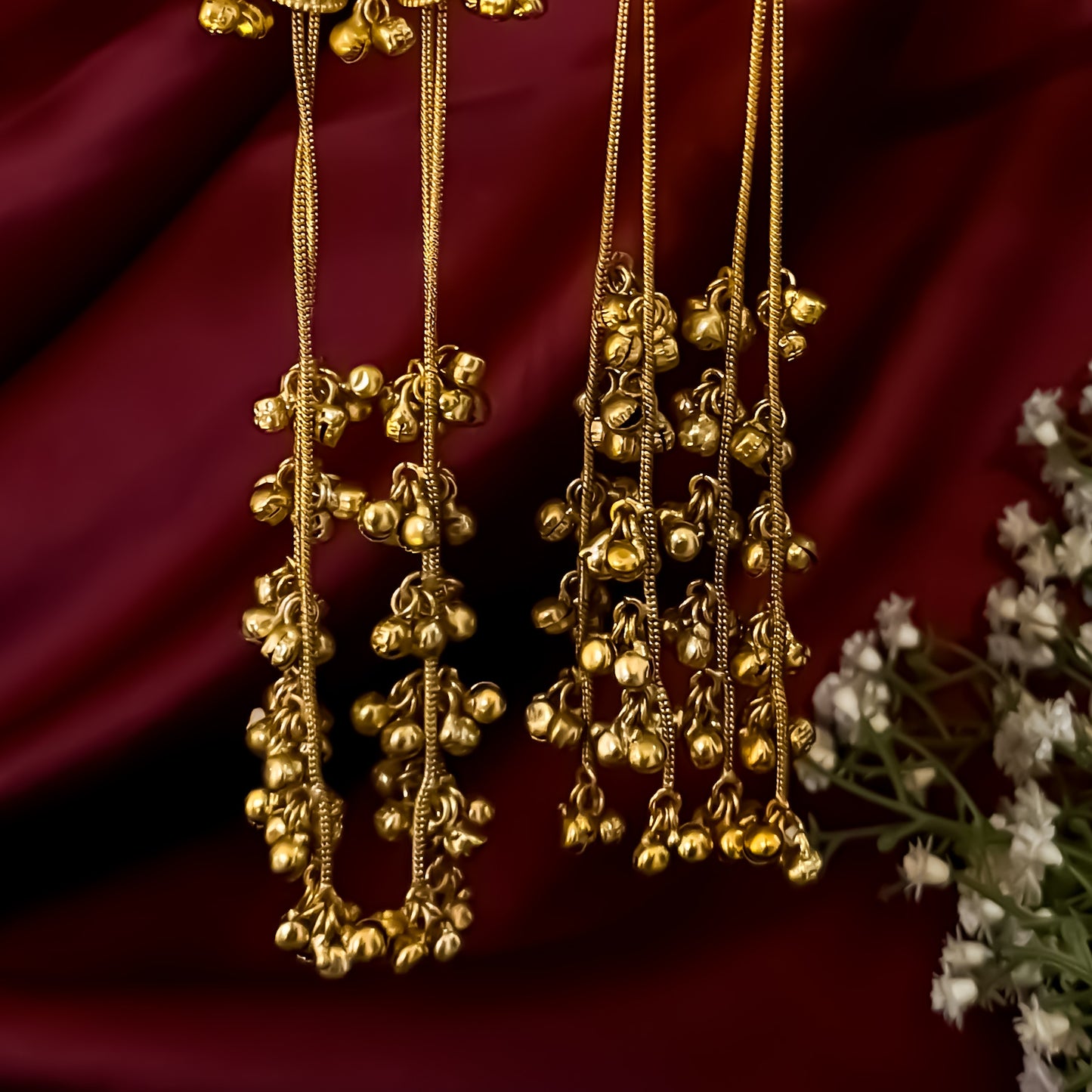 Vishakha MOP Kashmiri Brass Dejhoor Ghungroo Jhumka Earrings - Pastel Green