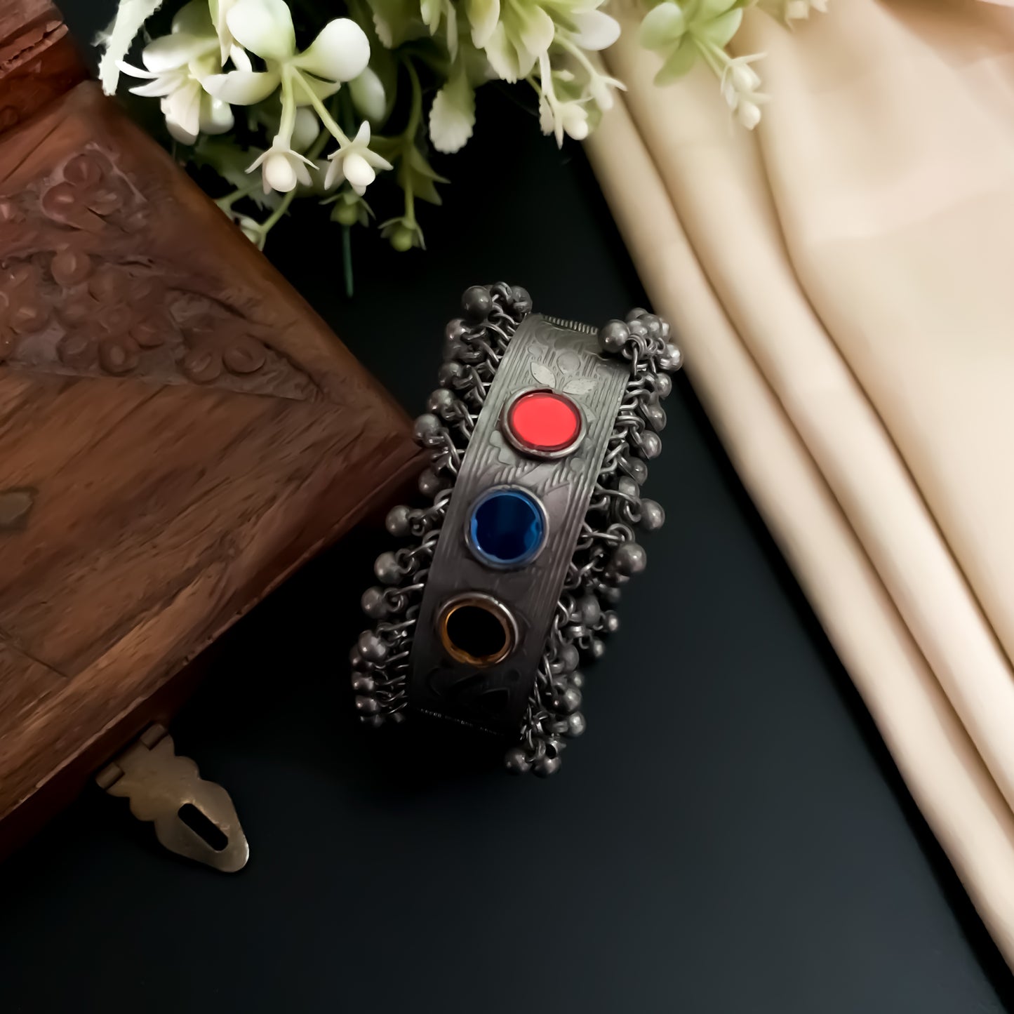 Aavya Silver Adjustable Bracelet/Kada