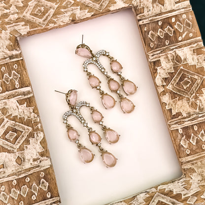 Sharon Chandelier Dangler Earrings - Baby Pink