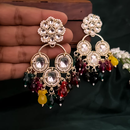 Joans Pearl Chandbali Earrings - Multi