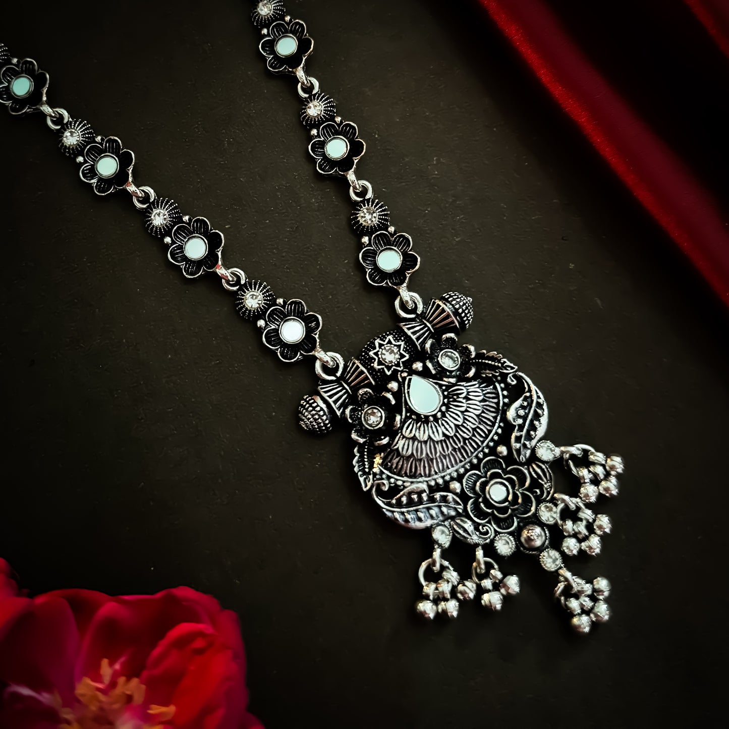 Shalini Mirror Long Necklace Set
