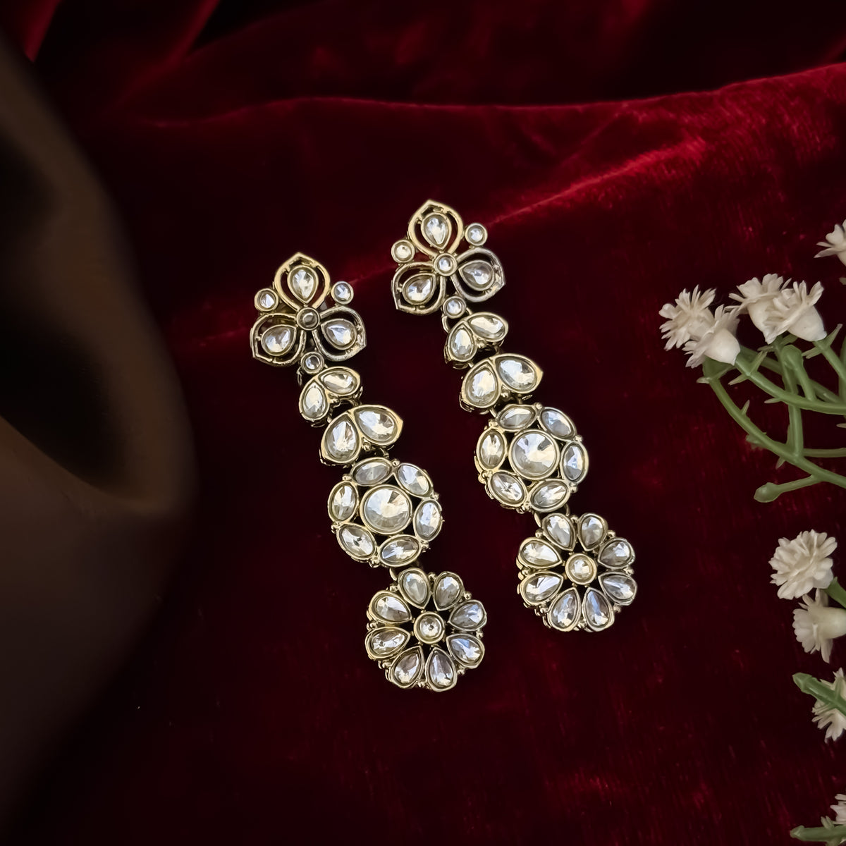Golden Nandisha Double Layer Kundan Necklace Set