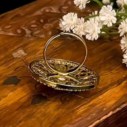Daniya Jadau Adjustable Ring - Multi