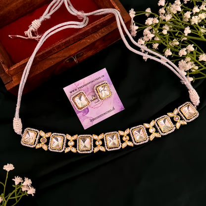 Soma Square Uncut AD Polki Choker Necklace Set