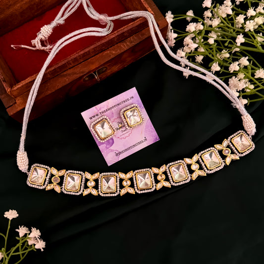 Soma Square Uncut AD Polki Choker Necklace Set
