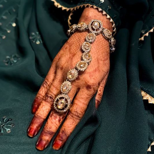 Kalki Stone Work Haathphool (Pair) - Golden