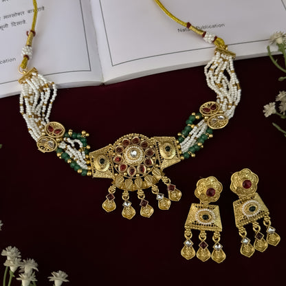 Himanshi Premium Heritage Rajwadi Necklace Set