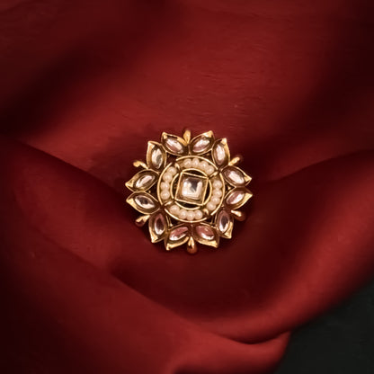 Taniska Dabi Kundan Adjustable Golden Ring