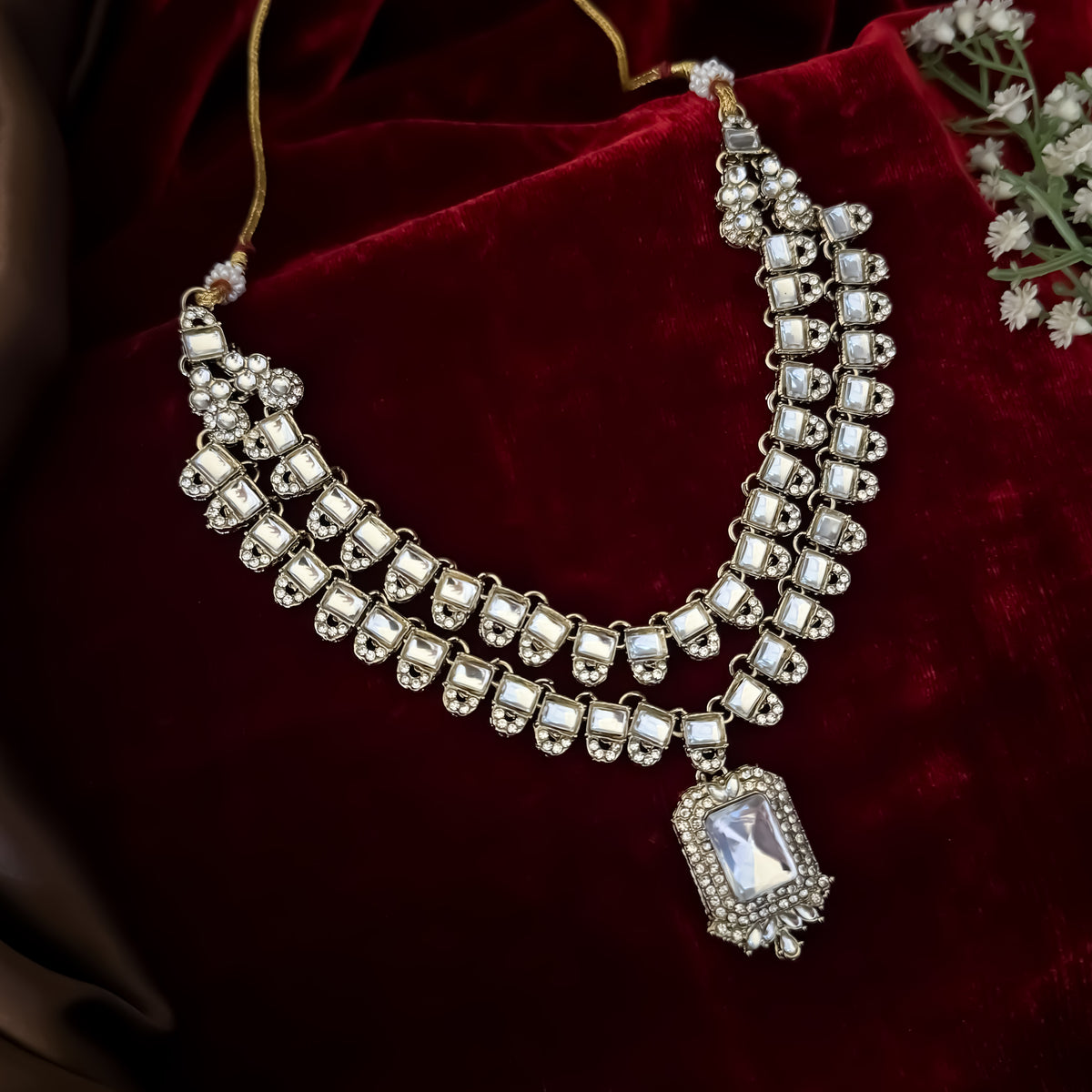 Golden Rumina Double Layer Necklace Set