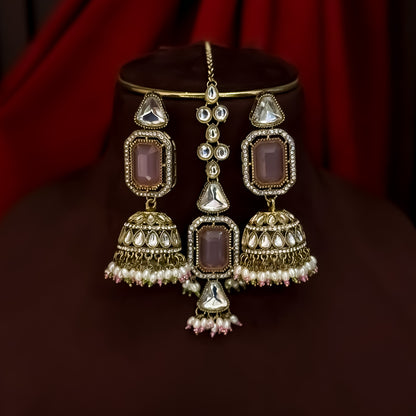 Israni Premium Kundan Long & Short Necklace Set - Pastel Green & Pink