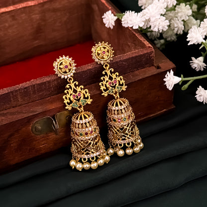 Hezal AD Jhumki Earrings