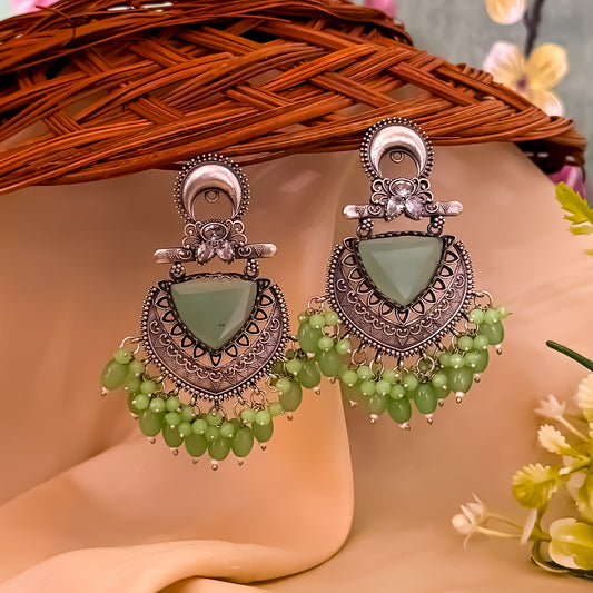Monalisa Premium Brass Chabdbali Earrings - Mint Green