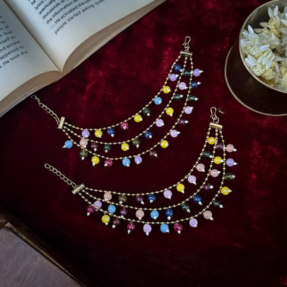 Ishana 3 Layer Pearl Detachable Earchains - Multi