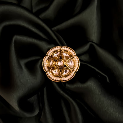 Hansika Dabi Kundan Adjustable Golden Ring