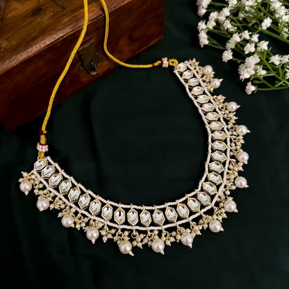 Rismat Kundan Pearl Necklace Set - Golden
