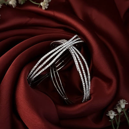 Silver Rishika Premium AD Bangles (Set of 2)