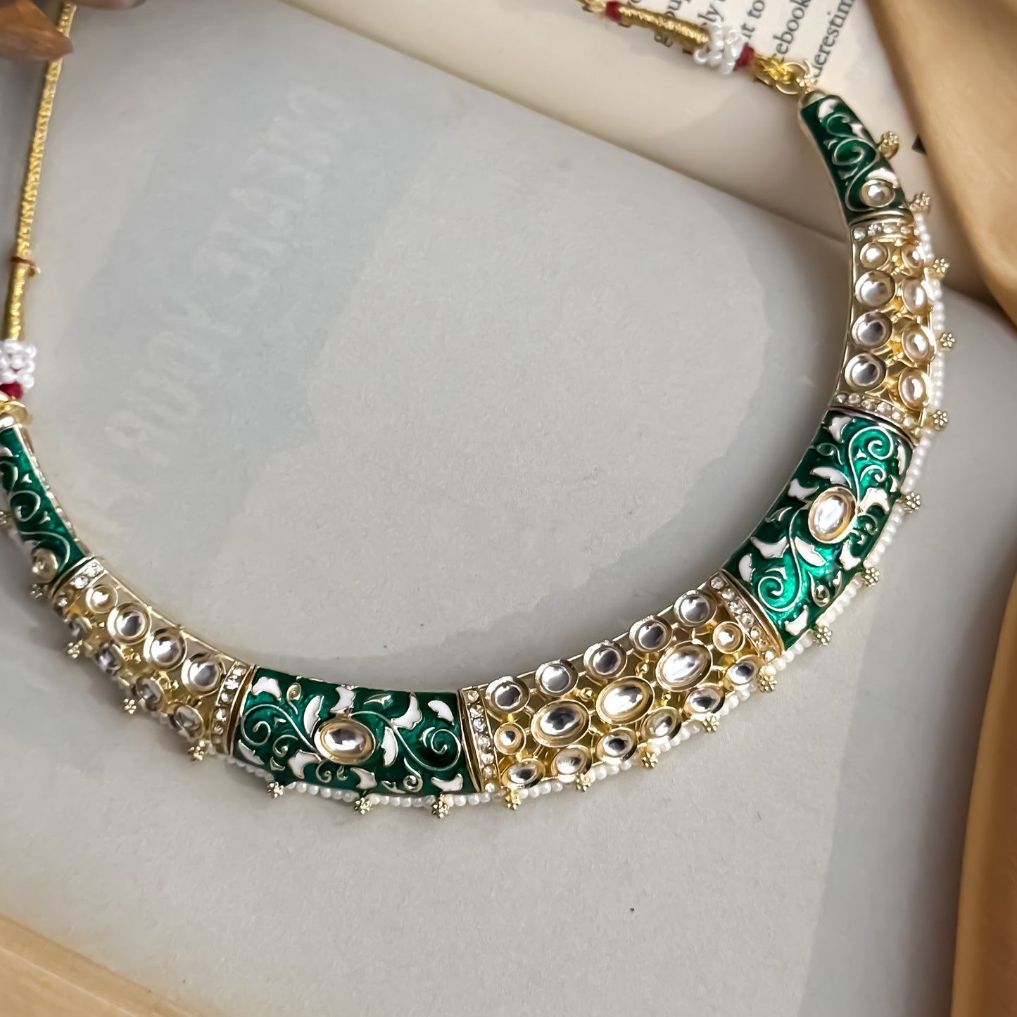 Malishka Meenakari Hasli Necklace Set - Green