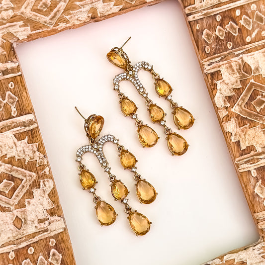 Sharon Chandelier Dangler Earrings - Champagne Gold