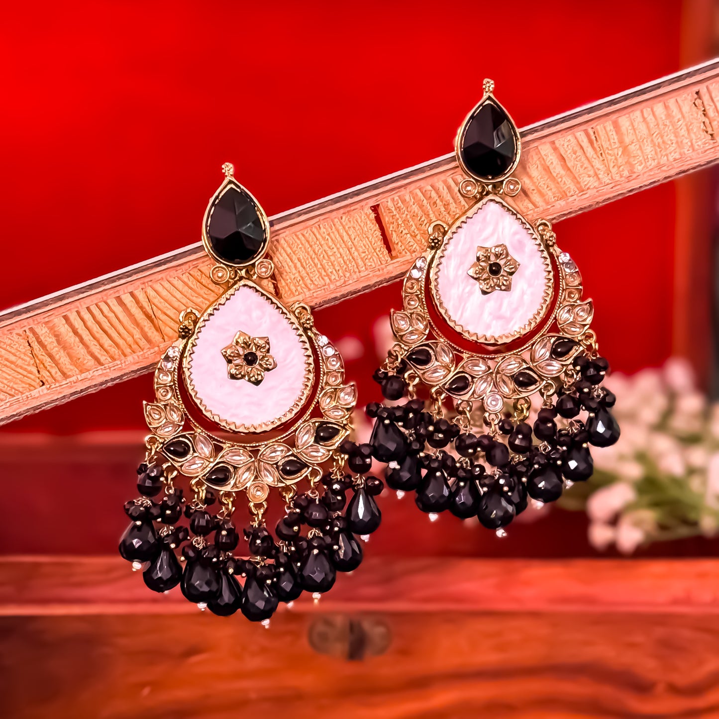 Suhana Chandbali Earrings - Black