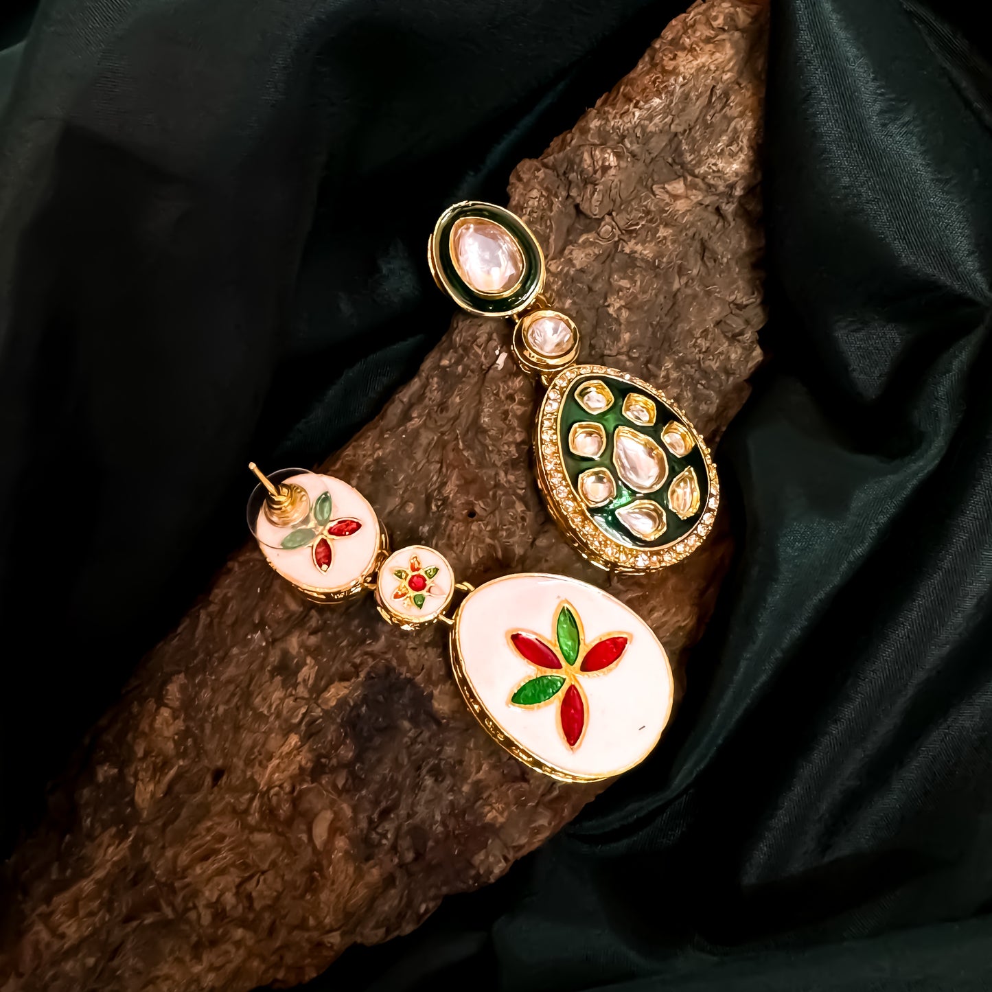 Kismat Kundan Earrings - Green