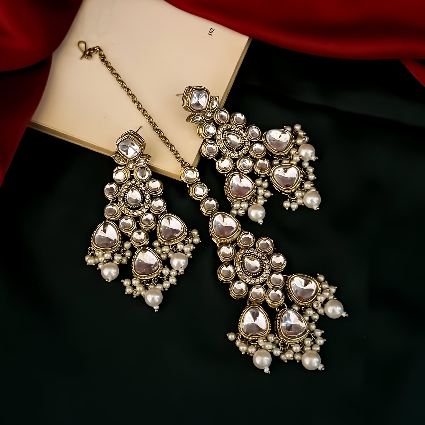 Swara Premium Kundan Necklace Set - Golden