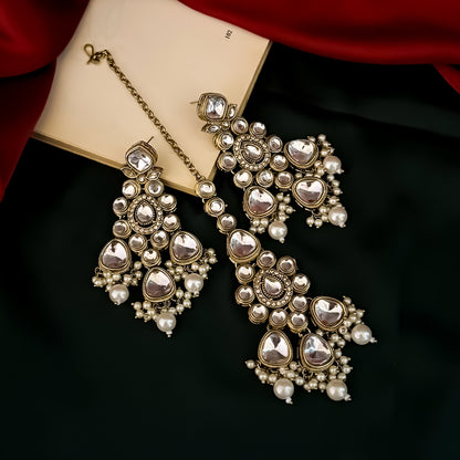 Swara Premium Kundan Necklace Set - Golden