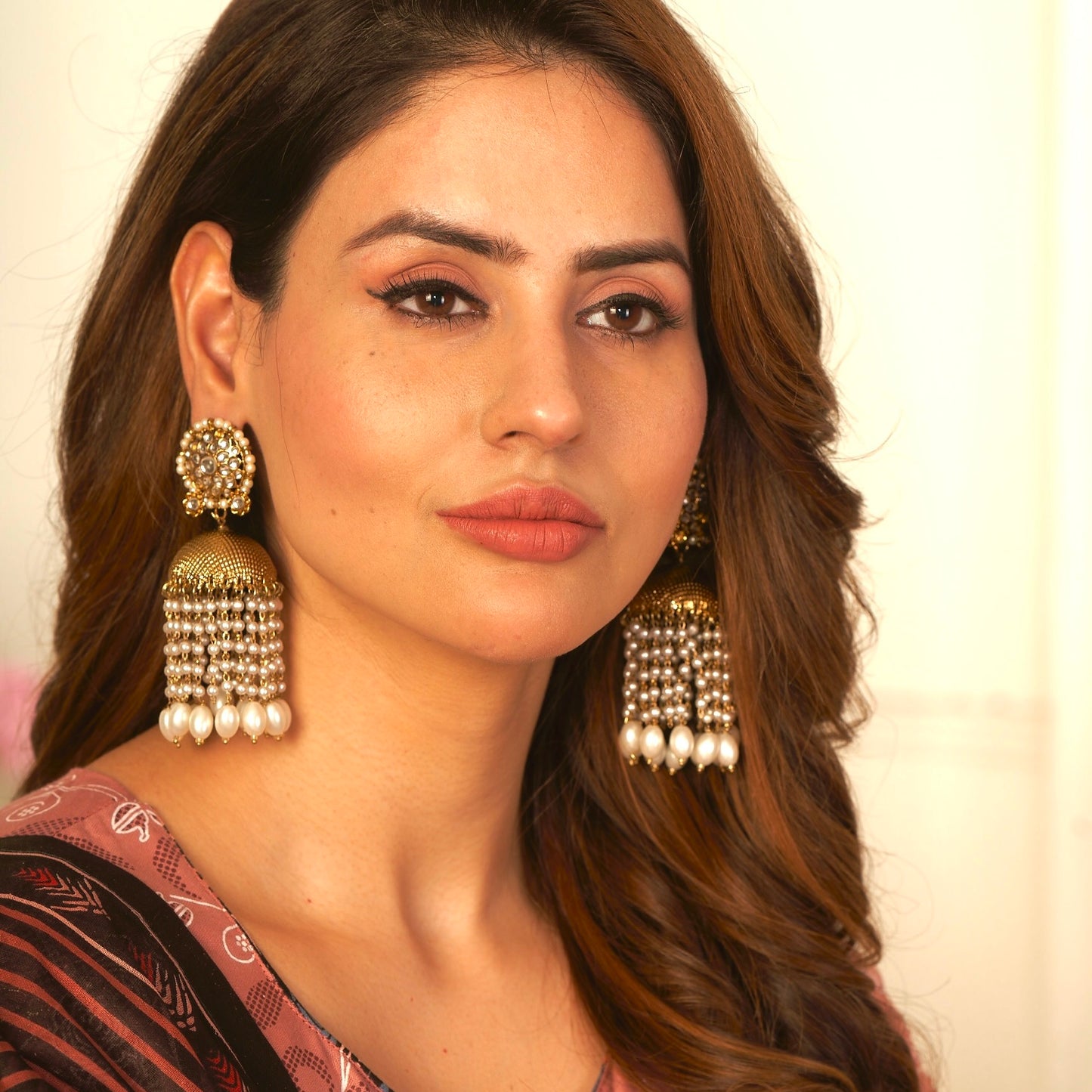 Noora Jhoomar Jhumka Earrings- Golden