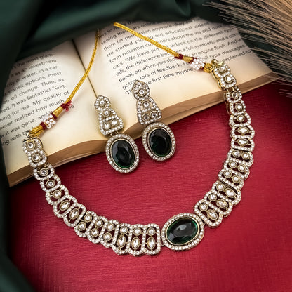 Green Angel Wings Designer Zircone Necklace Set