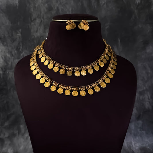 Double Layer Kashumala Golden Necklace Set