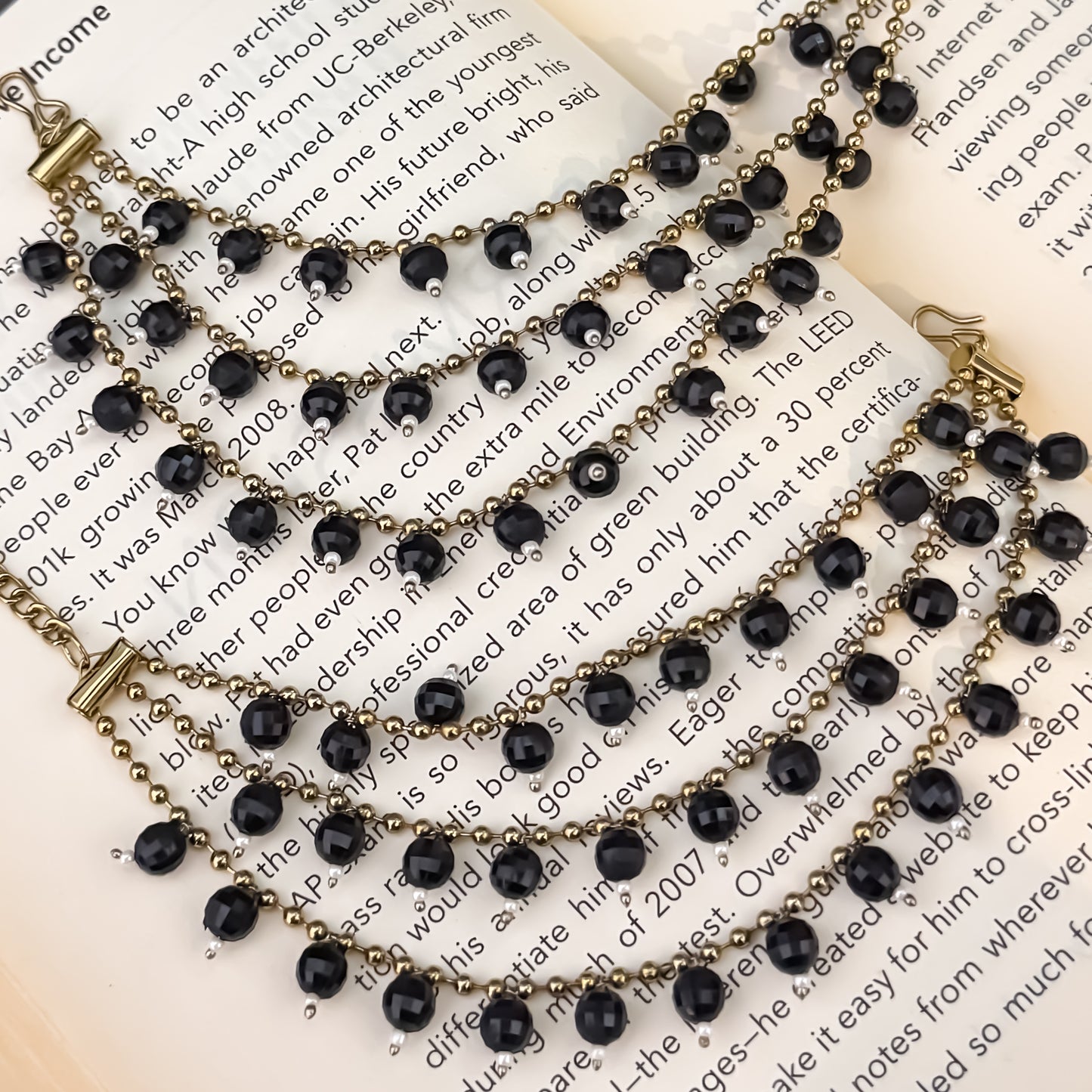 Ishana 3 Layer Pearl Detachable Earchains - Black