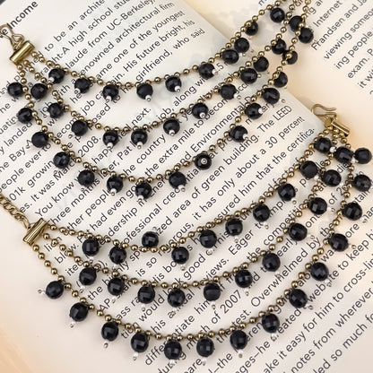 Ishana 3 Layer Pearl Detachable Earchains - Black