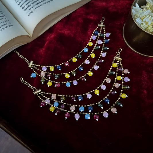 Ishana 3 Layer Pearl Detachable Earchains - Multi