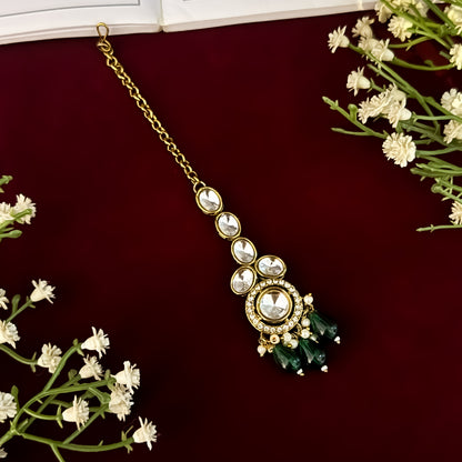 Emerald Green Sai Premium Kundan Necklace Set